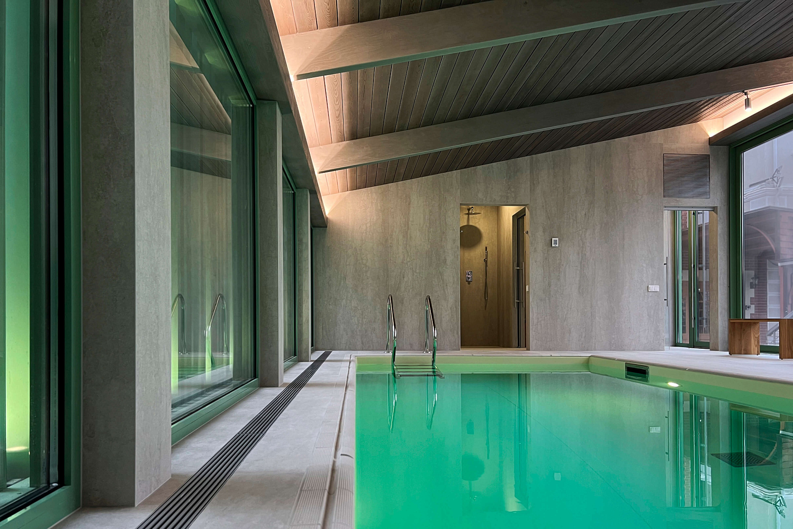 Павильон с бассейном, современная архитектура, бассейн в частном доме